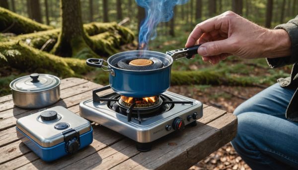 Le réchaud à gaz compact facilite la cuisine en plein air